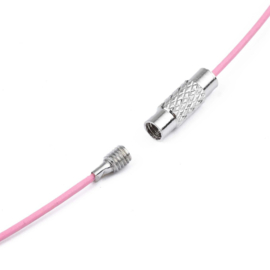 2 x RVS Spang 46 cm met schroefsluiting van messing – roze