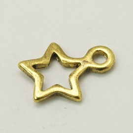 4 x metalen bedeltjes van een ster sterretje 14 x 10 x2 mm oogje 1,5mm goudkleur