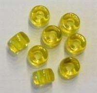 10 Stuks Glaskraal veterkraal geel 9 mm gat c.a. 3,4 mm