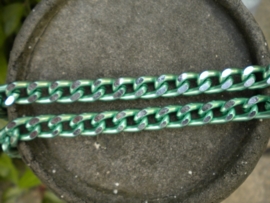 100 cm aluminium Jasseron ketting mint groen-zilver schakel 8 x 12 mm