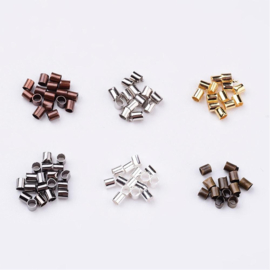 Assortiment doosje knijpkralen buismodel 3x3mm gat: 2~2,5mm (Nikkelvrij)