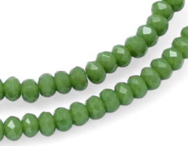 1 xStreng met ca. 165–169 glaskralen facet rondelle briolette kristal – 2,8~3 x 2 mm – gat 0,8 mm – Olive Drab