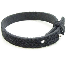 1 x Cuir Armband DQ Suede 10x 2,2mm Reptiel Navy Blauw