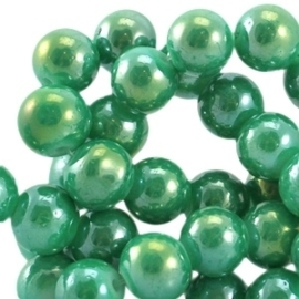15 stuks Diamond coated glaskralen 8mm  Gumdrop green