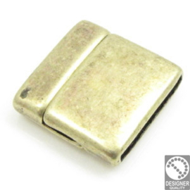 1x DQ metaal magneet sluiting ca. 23 x 23mm met gat 20 x 2mm geel koper kleur (Nikkelvrij)