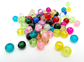 30 x mooie mix ronde crackle glaskralen van 8mm