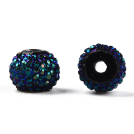 10 x Sparkling beads c.a. 8 x 7mm gat 1,8mm Black
