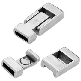 DQ metaal magneet sluiting antiek zilverkleur Ø 10 x 2,5mm  (Nikkelvrij)