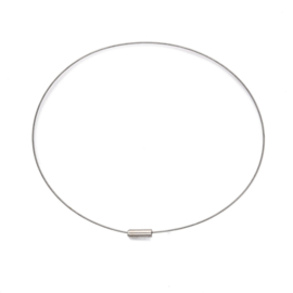 1 x  Magneetsluiting spang van RVS gecoat staaldraad lengte 44,5 cm x 1mm rvs kleur, nikkelvrije gladde sluiting