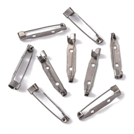 10 x Metalen broche spelden 30 x 5 x 6mm 2 gaten Hematiet kleur