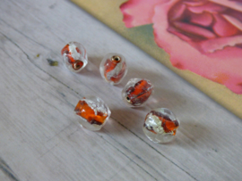 10 x Zilverfoliekraal ca. 10 x 8mm  Gat: 1.5mm