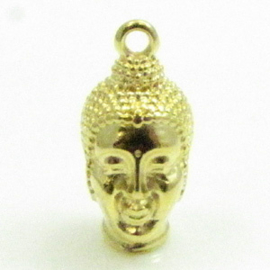 1x DQ metaal hanger buddha ca. 20 x 10 x 12mm, oogje 2mm goud kleur (Nikkelvrij)