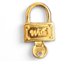 1 x DQ metaal hanger sleutel slot wish 18 x 10mm goud kleur (Nikkelvrij)