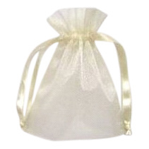 c.a. 100 x organza zakjes Ecru / Ivoor 10x15cm