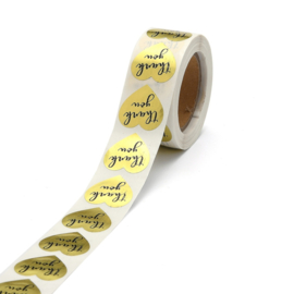 1 rol 500 stickers Wensetiket zegel hart 25mm Thank you Goud kleur