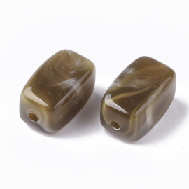 20 x Acryl kralen two tone opaque 13 x 7,5 x 7,5 mm – gat 1,6 mm – camel