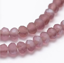 1 x Streng met ca. 147–152 stuks glaskralen facet rondelle briolette kristal – 3 x 2mm, gat 0,8mm – Rosy Brown