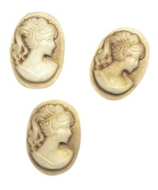 4 x Prachtige Camée van Resin 18 x 13 mm koffiekleur