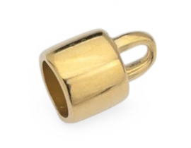 1 x DQ metaal eindkapje goud kleur ca. 17 x 14 mm Ø10mm, oogje 3,5mm (Nikkelvrij)