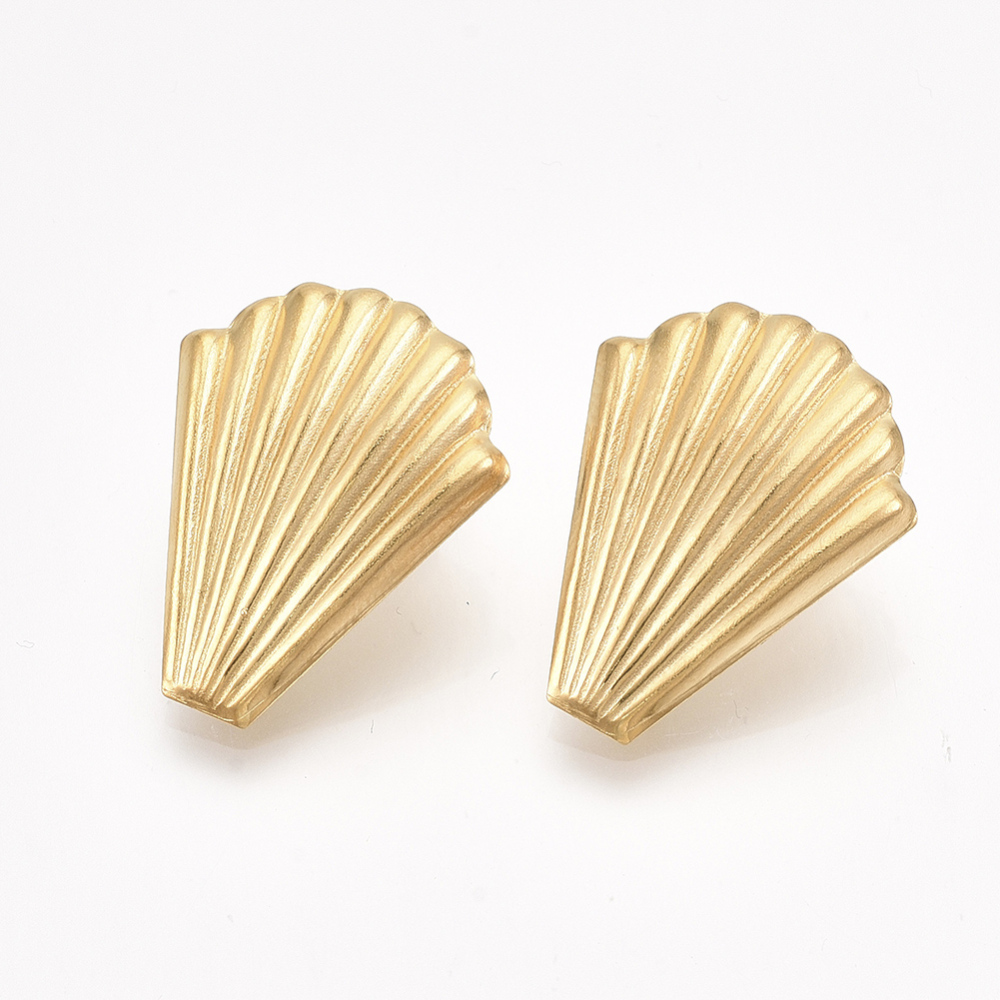 2 x oorbelsteker schelp – ca. 26 x 20,5 mm – oogje: 3 mm – steker: 0,8 mm – 304 roestvrij staal – goudkleur