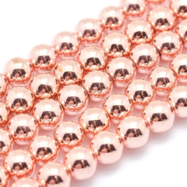 10 x Hematiet kralen 10 mm – gat 1,2 mm – rose gold plated (Nikkelvrij)
