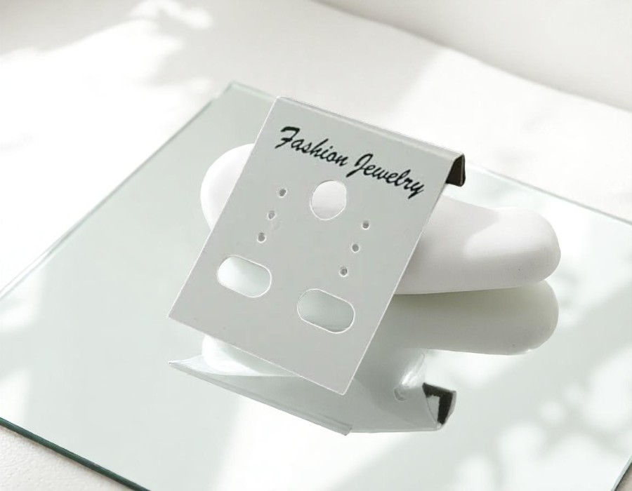 50 x Plastic kaartjes voor oorbellen – wit – ca. 30 x 38 mm