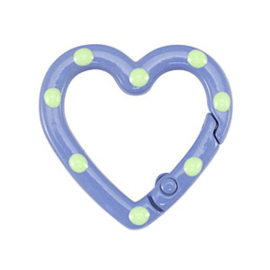 1 x Gekleurde onderdelen sleutelhanger hart Blue-green ca. 25x26x4mm