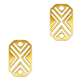 1 x Roestvrij stalen (RVS) Stainless steel bedels tussenstuk octagon X Gold ca. 18x11mm (Ø2.3mm)