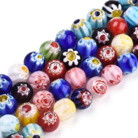 10 x Millefiori glaskralen 12 mm xix bloem gat: 1mm