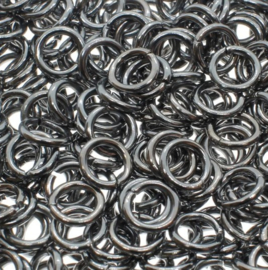 50 x DQ metaal sieraden buigringen of buigringetjes hematiet kleur 6 x 1,2mm (Nikkelvrij)