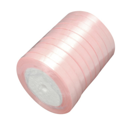 2 meter satijnlint lint 7mm breed (smal) licht roze