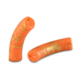 5 x Acryl kralen tube matt Orange-gold ca. 33x8mm (gat Ø1.7mm)