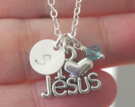 10 stuks tibetaans zilveren bedel I love Jesus 15 x 12 x 1mm Gat: 1mm ♥