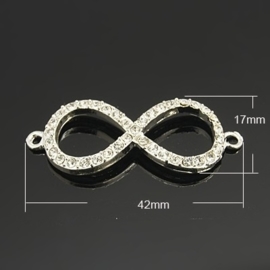 Schitterende Infinity tussenzetsel met strass 17 x 42 x 3mm gat: 2mm