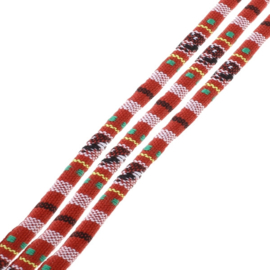 1 meter Trendy gestikt Aztec koord 6mm Red