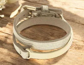 Biba Armband Imiatie Leer  met blanco plaatje kleur goud