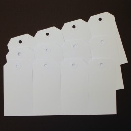 100 stuks blanco witte labels prijskaartjes voorzien van ponsgat en versterkingsoog, 60 x 120mm zonder koordje