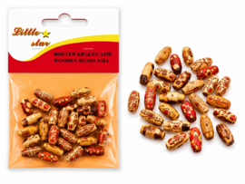 25 x Afrikaanse houten ovale kralen 15 x 7 mm – gat ca. 2,5 mm – mix