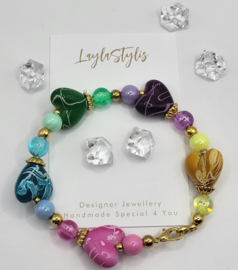 10 x Acryl kralen hart spray painted 15 x 17 x 8–8,5 mm – gat 2 mm – mix kleuren ♥