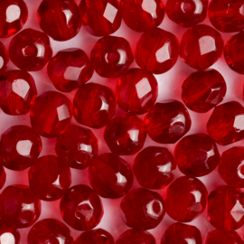 15 x  Ronde Tsjechische kralen facet kristal 6mm kleur: rood Gat c.a.: 1mm
