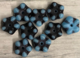 20 Stuks glaskralen blauw met zwart 8mm gat 1mm