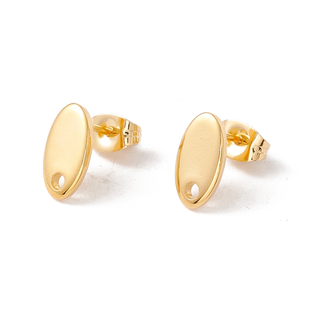 2 x oorbelsteker ovaal – ca. 11 x 6 mm – oogje: 1,6 mm – steker: 0,8 mm – rvs – 24K goldplated