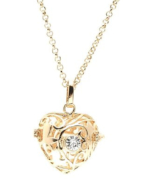 Prachtige lange ketting met Engelenroeper Goudkleur 16mm hartje