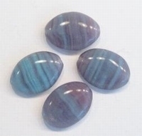 10 x Glaskraal plat ovaal paars/blauw gemeleerd 20 mm