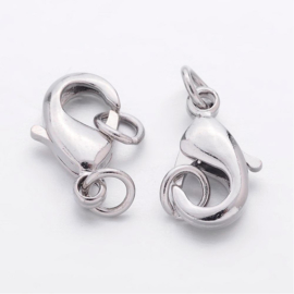 2x Platinum verbindingssluiting met geslodeerde ringen 12 x 7 x 3mm gat ring: 4mm (Nikkelvrij)