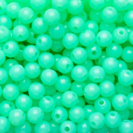 20 x Acryl neon kraal mint groen; Ø 6 mm, Gat 1,6 mm