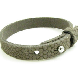 1 x Cuir Armband DQ Suede 10 x 2,2mm Reptiel Taupe
