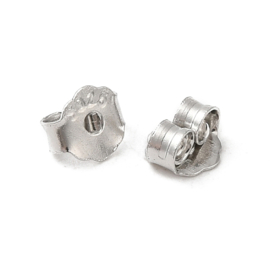1 paar 925 sterling zilveren oorbelstoppers 4,5 x 4 x 2 mm – gat ca. 0,9 mm – real platinum plated