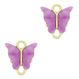 2 x Resin hangers tussenstuk vlinder Gold-purple
