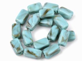 20 x Acryl kralen two tone opaque 13 x 7,5 x 7,5 mm – gat 1,6 mm – Baltic Sea Blue